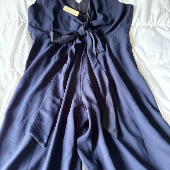 J. Crew Wide Leg Navy Blue Jumpsuit with Tie New with Tags/NWT (Plus Size 22/3X) - Picture 1 of 8